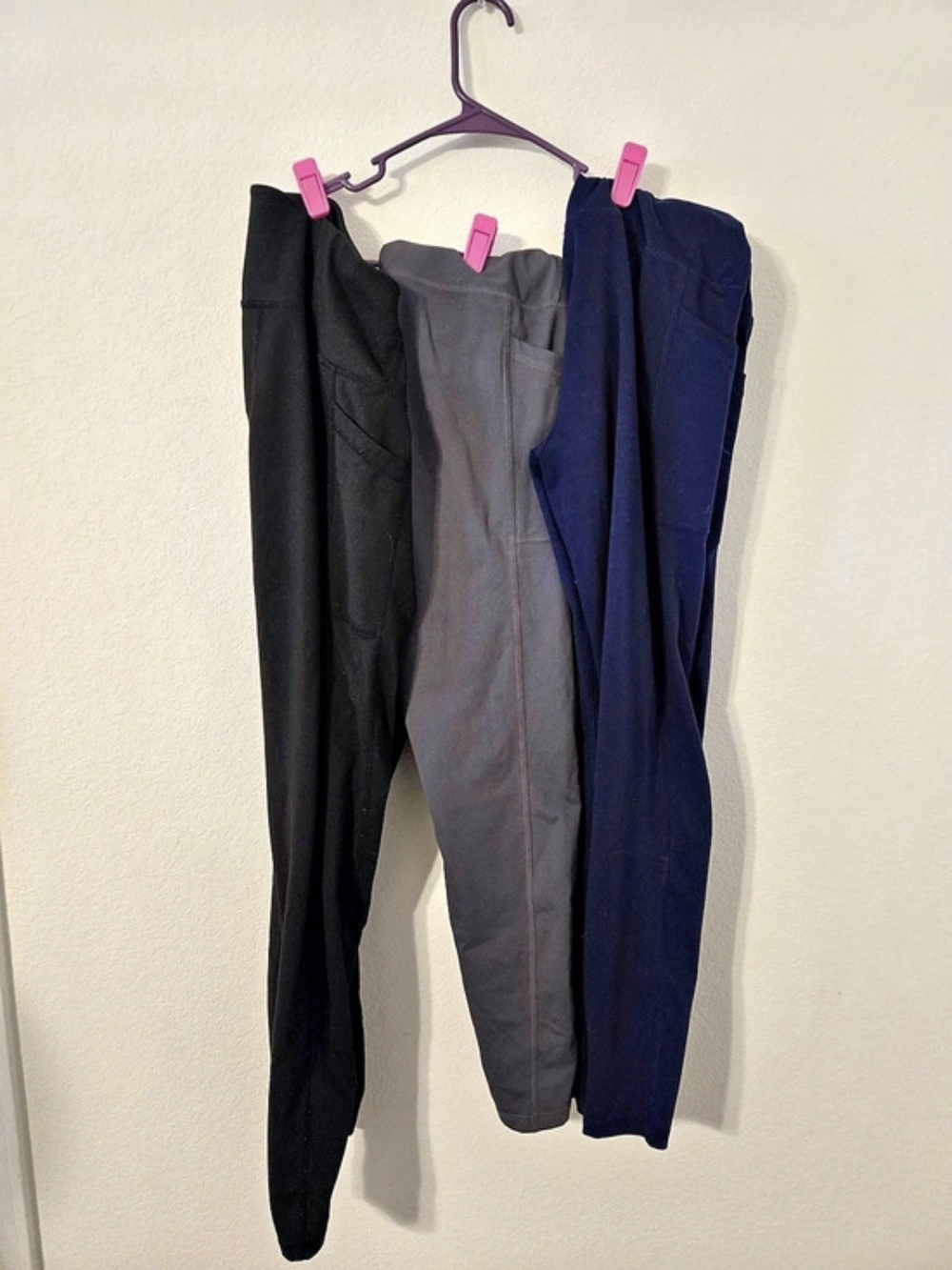 Leggings 3-Pack in Black & Blue Size Medium